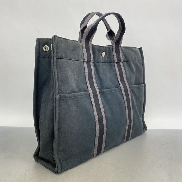 Hermes Tote Bag Fourre Tout MM Canvas Black Silver Hardware Ladies - Picture 2 of 10